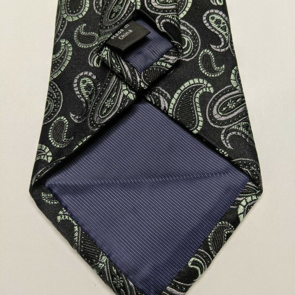 Joseph Abboud Black Paisley Silk Necktie - Picture 2 of 5